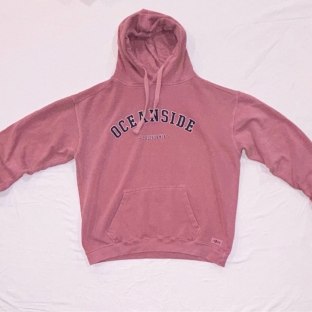 Shark Tee Oceanside California Pink Fleece Pullover Hoodie Embroidered Men's L